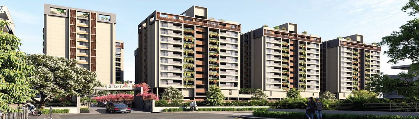 "Sheladia Artefino 4 BHK luxury apartment exterior Thaltej Ahmedabad"