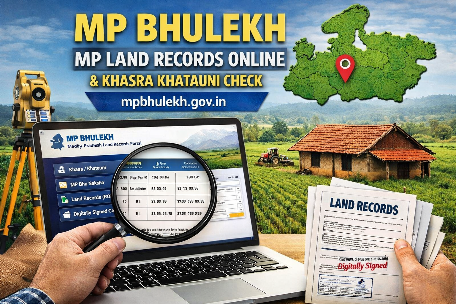 MP Bhulekh MP land records portal showing Khasra Khatauni check online at mpbhulekh.gov.in