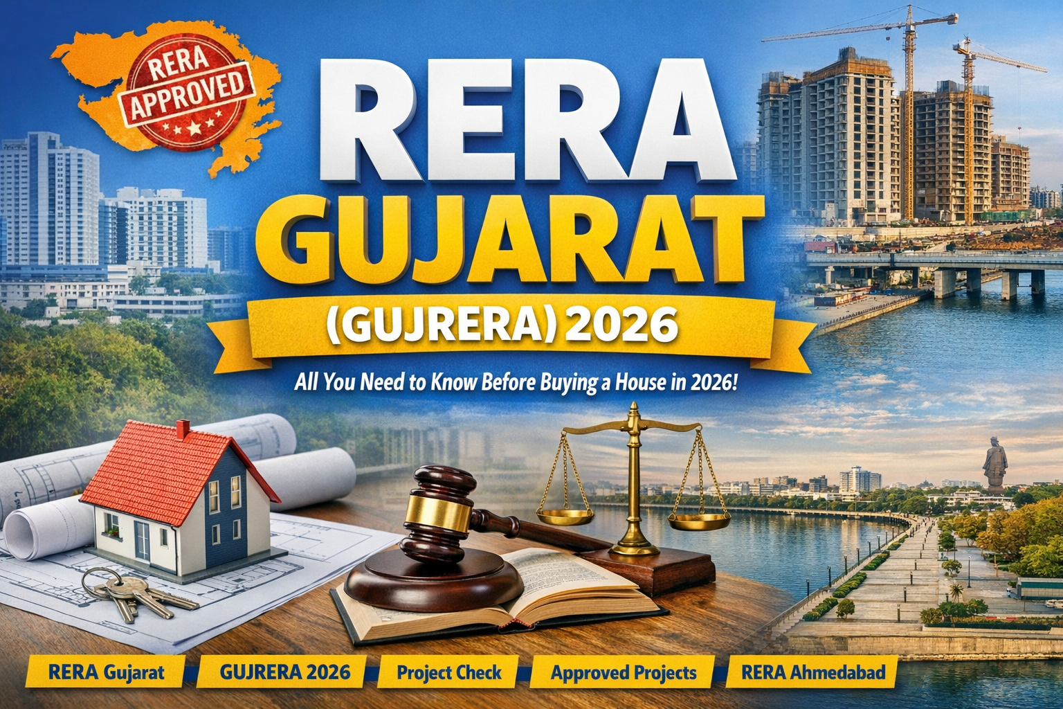 RERA Gujarat GUJRERA 2026 guide for property buyers showing approved projects, legal compliance and real estate verification in Ahmedabad Gujarat