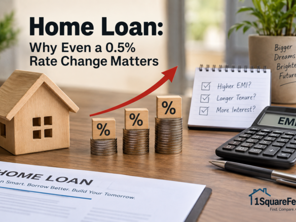 ₹1 crore home loan showing the impact of a 0.5% interest rate change on EMI and interest